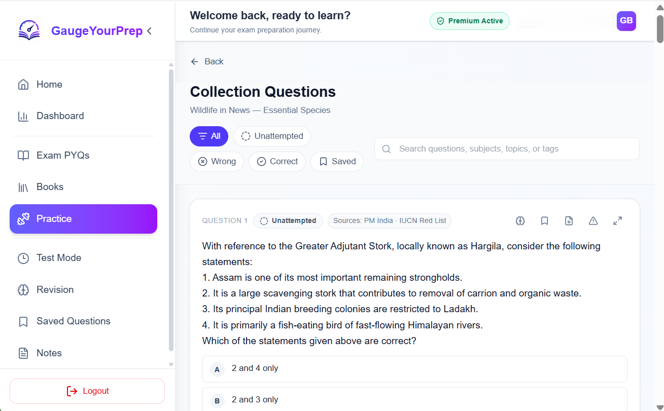 GaugeYourPrep practice and assessment workflow