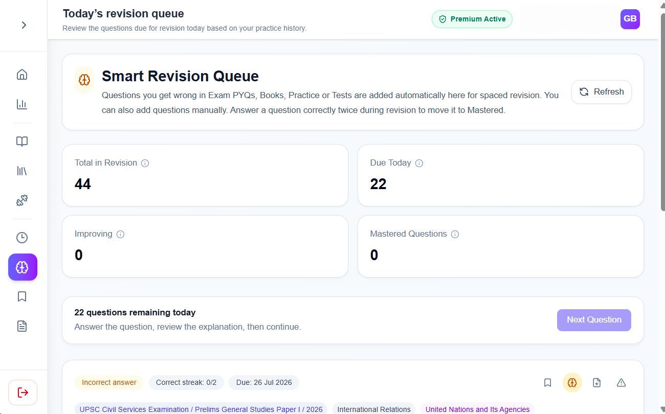 GaugeYourPrep smart revision queue