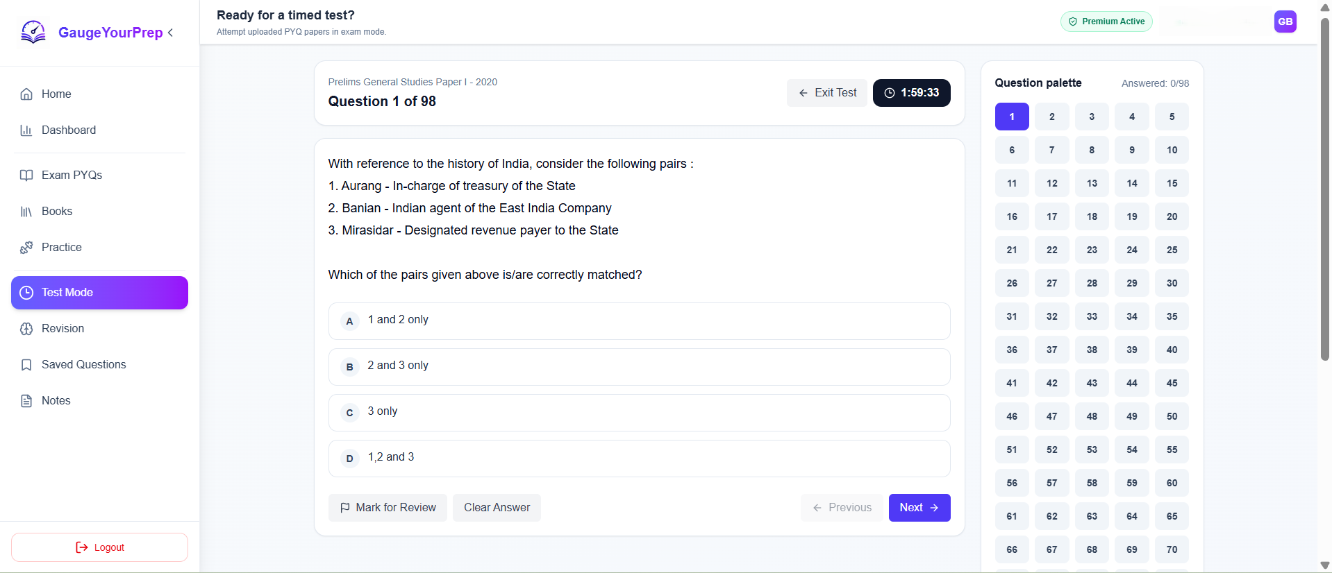 GaugeYourPrep timed test mode